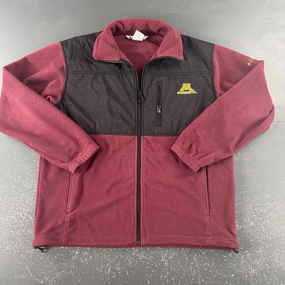 Columbia Other - Minnesota Gophers x Columbia Jacket Mens Large Maroon Black Zip Thru Fleece